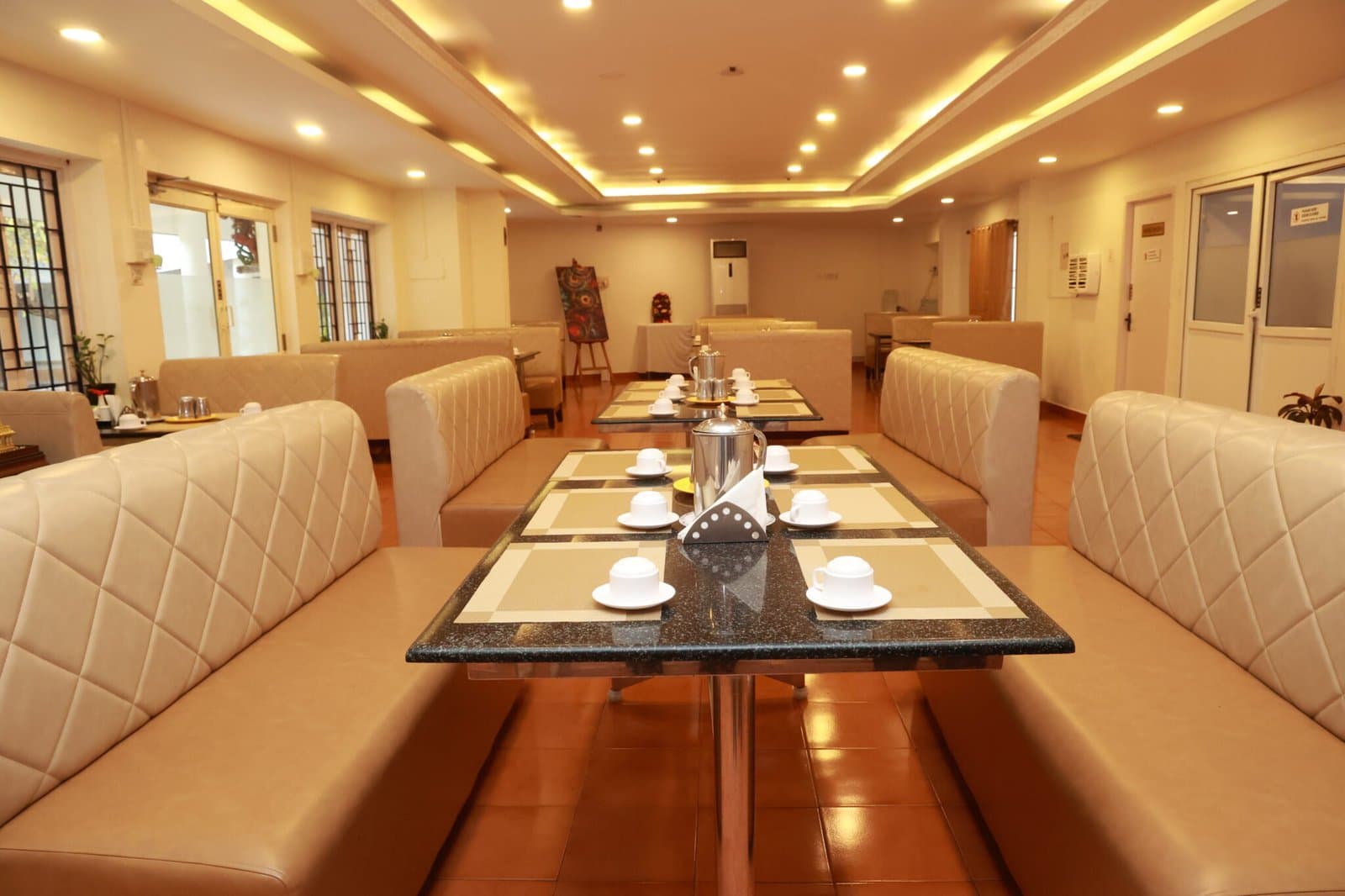 In-house dining in a calm setting